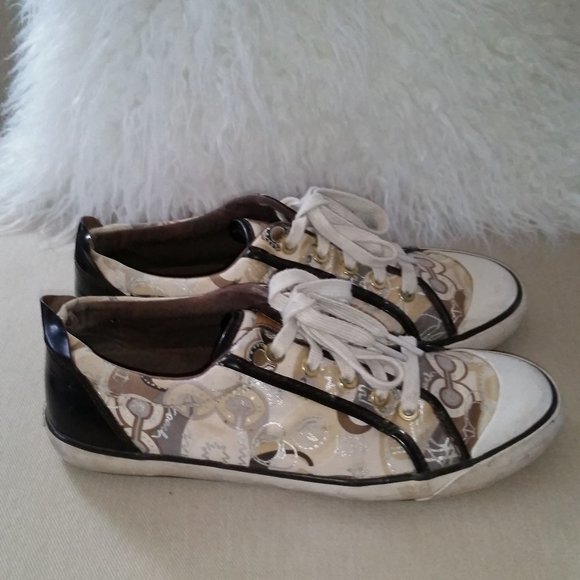 Coach Barrett Poppy Pop C khaki brown wi/multi silver sneakers - Picture 2 of 9